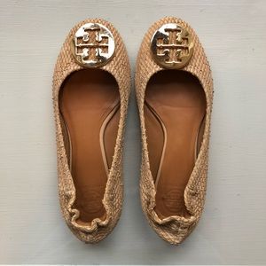 Tory Burch Reva Textured Snakeskin Flats